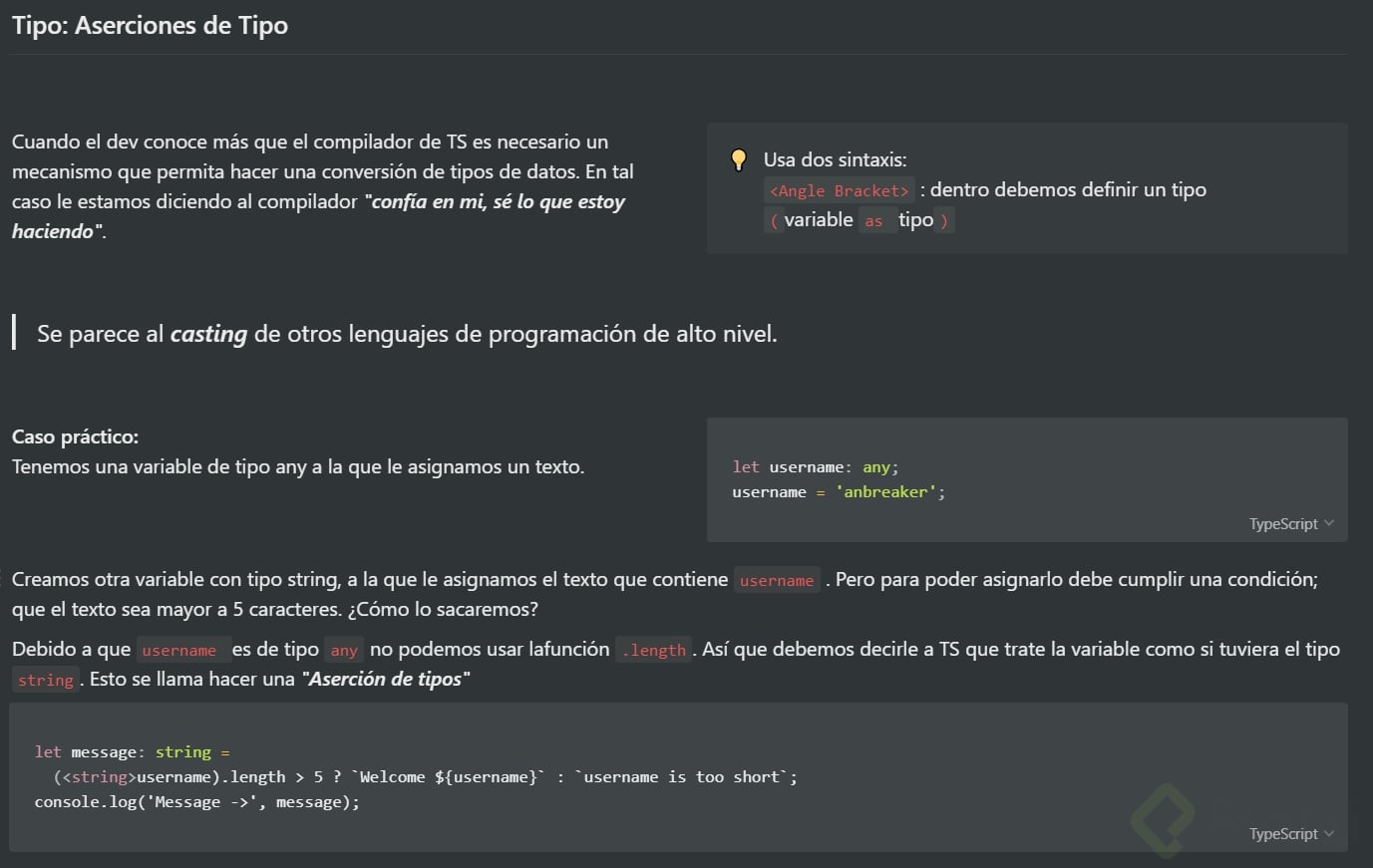 Aserciones De Tipo
